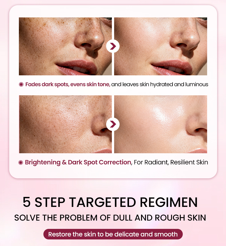 Rhodiola Root Whitening Luxurious Facial Set-Deep Cleansing Even Skin Tone Reduce Blemishes-5 Steps Routine for All Skin Types(pic6)