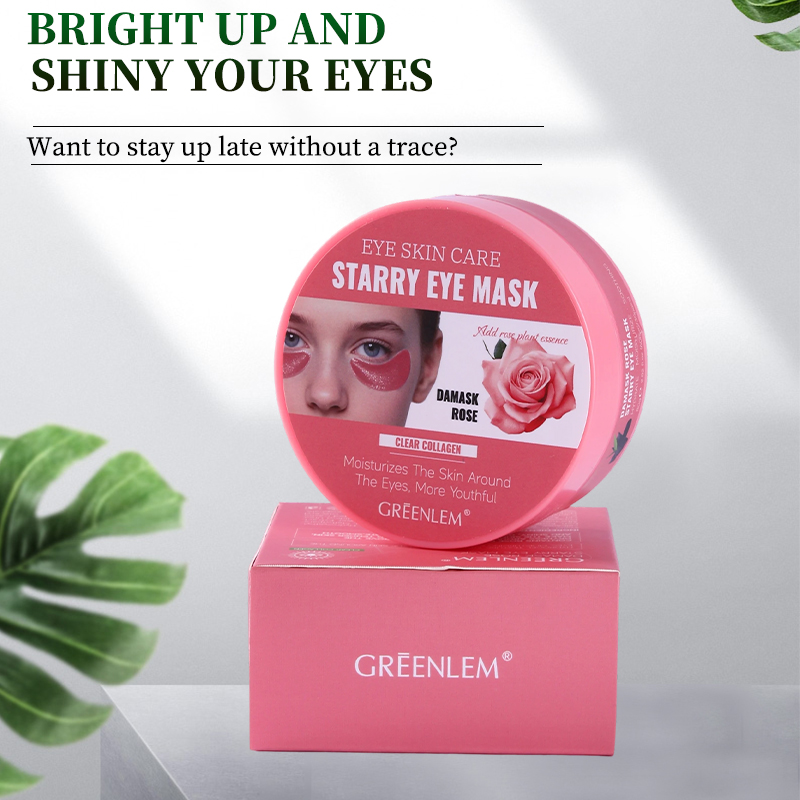 GreenLem Damask Rose Dark Circle Hydrogel Crystal Collagen Herbal Retinol Sheet Eye Mask Eye Patch(pic3)
