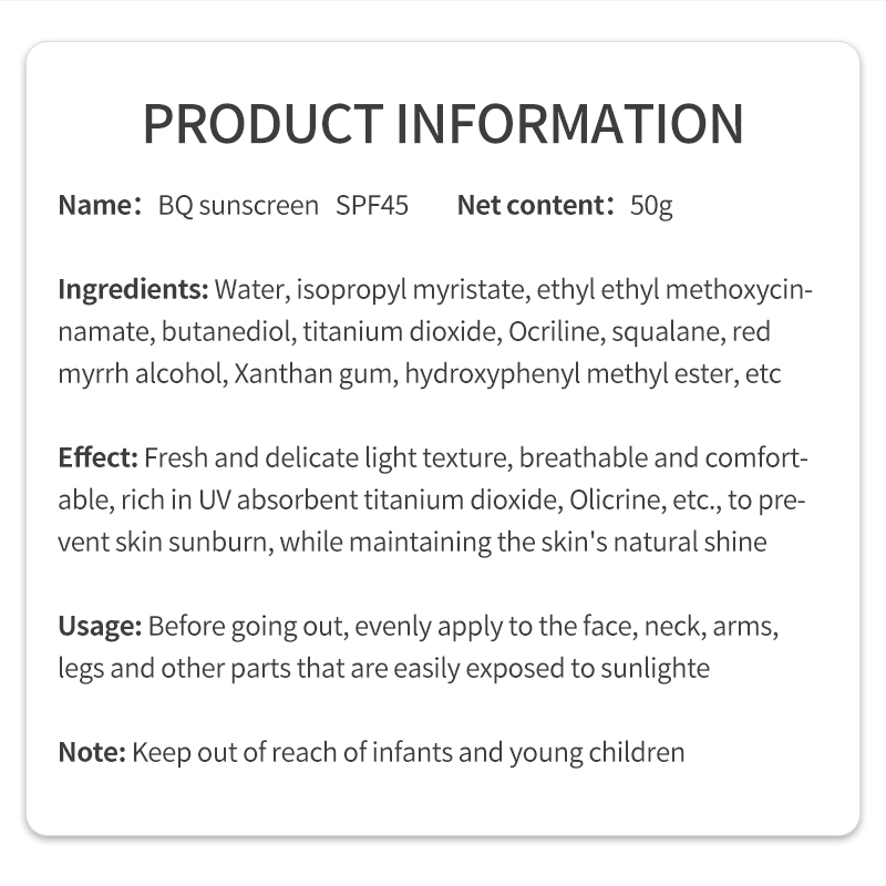Stock BQ Sunscreen SPF45 for summer(pic7)