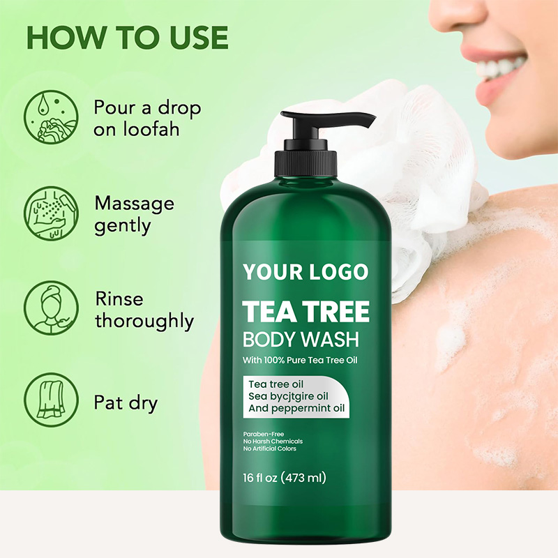 Tea Tree Body Wash With Peppermint and Sea Buckthorn Oil for Nail Conditions Body Odor and Itching(pic5)